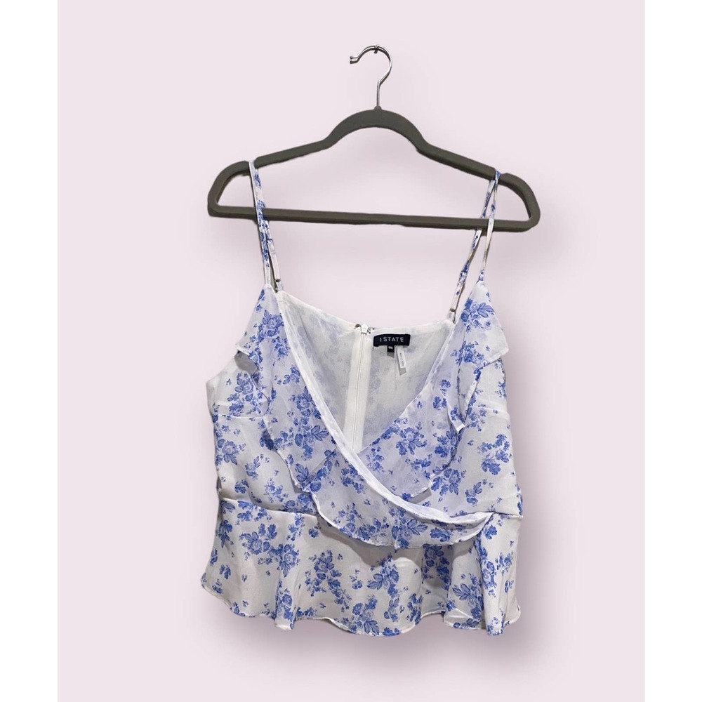 1 State Blue & White Floral Spaghetti Strap Top XXL - 23